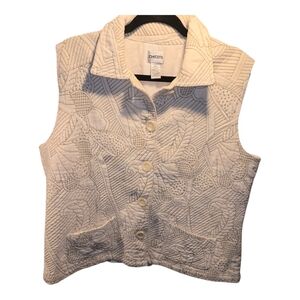 Chicos Sz. Xlarge White/gold Quilted Vest